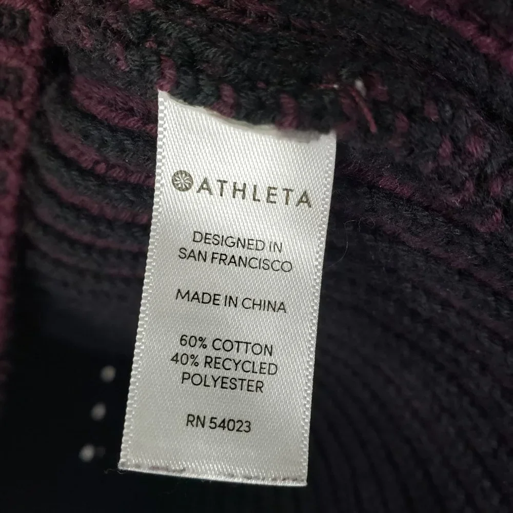 Athleta Rockland Cable Knit Sweater S Auberge Black‎ Purple Chunky